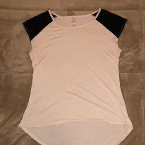 Peach Xhiliration Shirt with Black Sleeve Cuffs